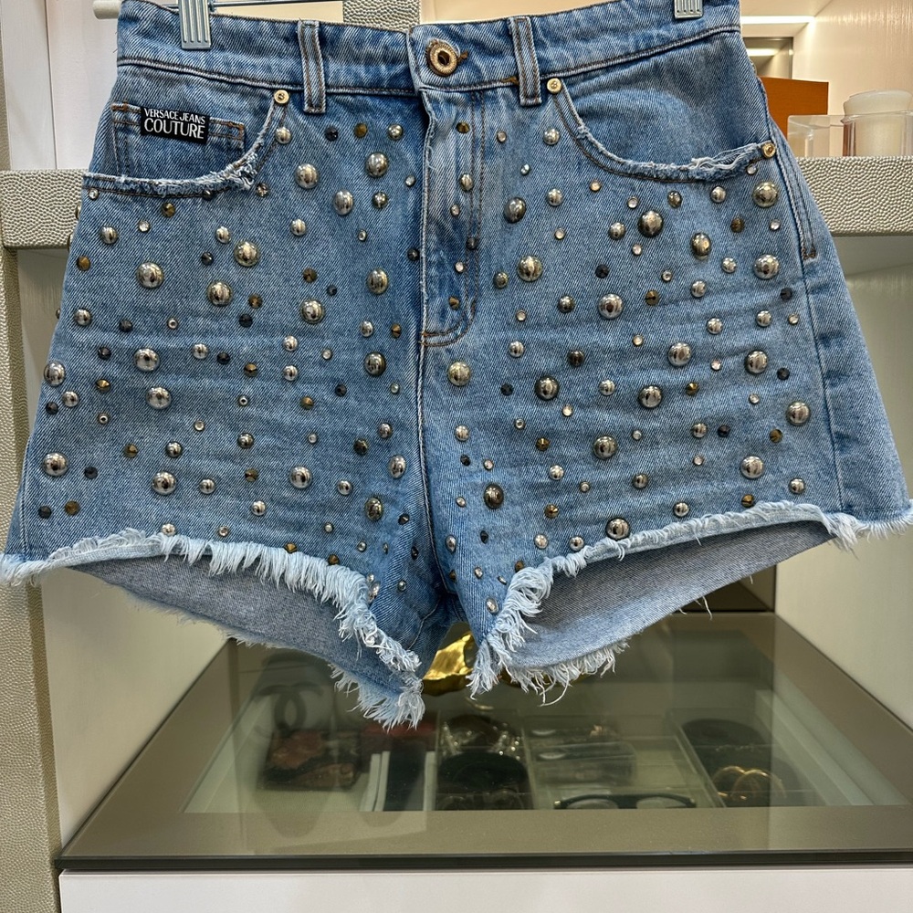 Versace Jeans Couture Light Blue Studded Shorts